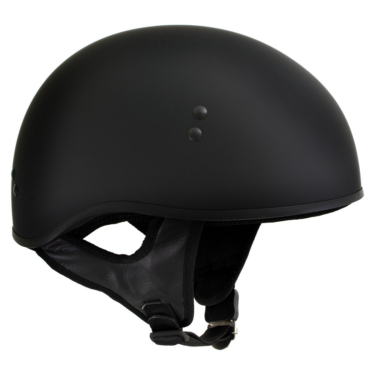 Hot Leathers T68-SP 'The O.G.' No Logo Flat Black Motorcycle DOT Skull Cap Helmet