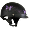 Hot Leathers T70 'Purple Butterfly' Advanced DOT Flat Black Motorcycle Half Face Helmet