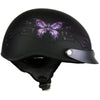 Hot Leathers T70 'Purple Butterfly' Advanced DOT Flat Black Motorcycle Half Face Helmet