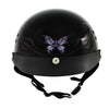 Hot Leathers T70 'Purple Butterfly' Advanced DOT Glossy Black Motorcycle Half Helmet