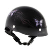 Hot Leathers T70 'Purple Butterfly' Advanced DOT Glossy Black Motorcycle Half Helmet