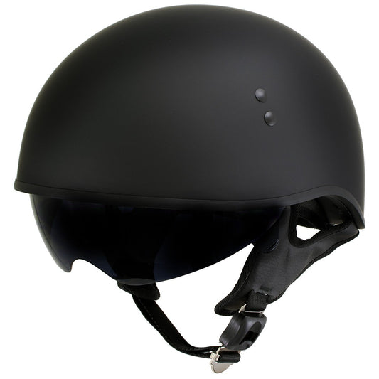 Hot Leathers T72 'Black Widow' Flat Black Motorcycle Half Helmet with Drop Down Visor