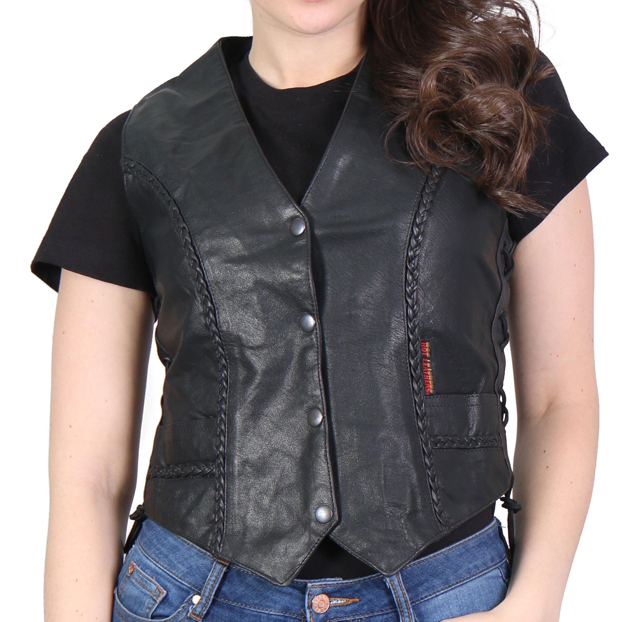 Motorbike Leather Braided Vest – LF-LV-004 – Leathers First