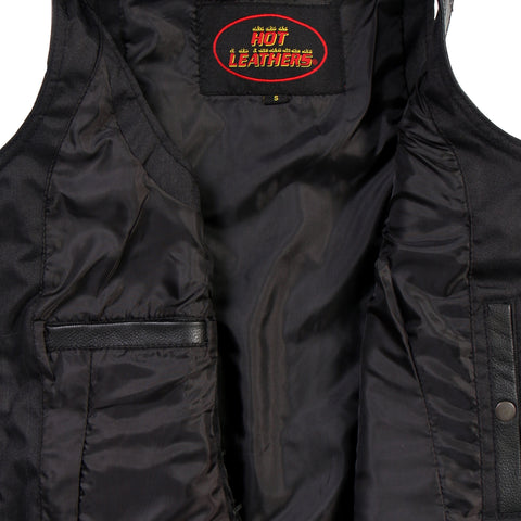 Hot Leathers VSL1009 Ladies Black Lambskin Motorcycle Biker Vest with Grommet Accents