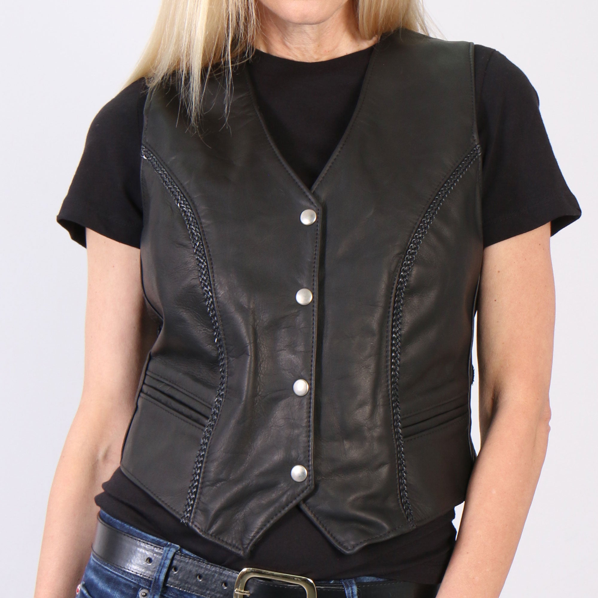 Hot Leathers VSL5001 USA Made Ladies Braided Leather Motorcycle Biker Vest