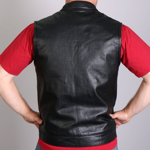 Hot Leathers Men's Motorcycle Black '10 Pocket' Club style Cowhide Leather Biker Vest VSM1018