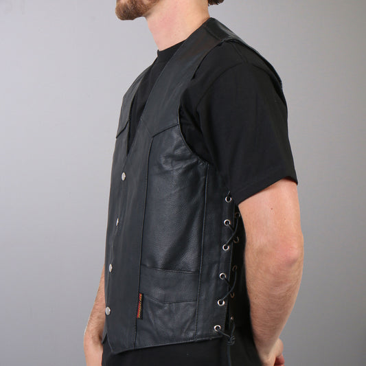 Hot Leathers VSM1022 Men's Motorcycle Black 'Conceal and Carry' Leather Biker Vest