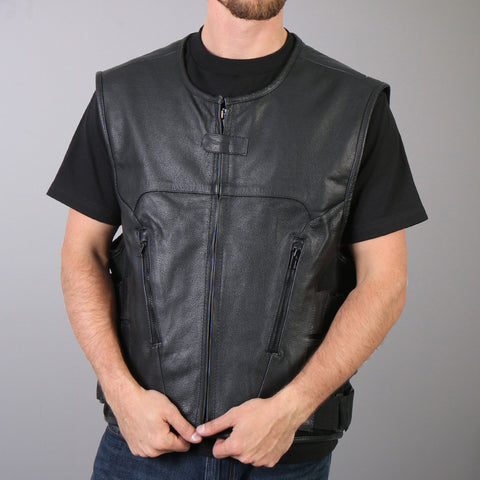 Hot Leathers Men's Concealed Carry Leather Vest w/ Adjustable Side Straps