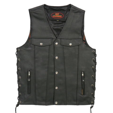 Hot Leathers VSM1038 Men’s Black motorcycle 'Conceal and Carry' Leather Biker Vest with Side Laces