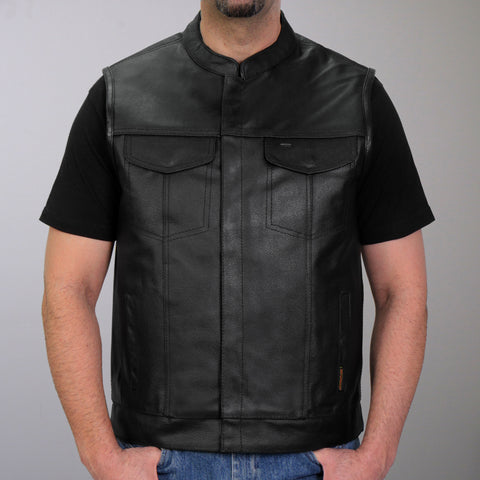 Hot Leathers VSM1039 Men's Black Motorcycle 'Conceal and Carry' Club Leather Biker Vest
