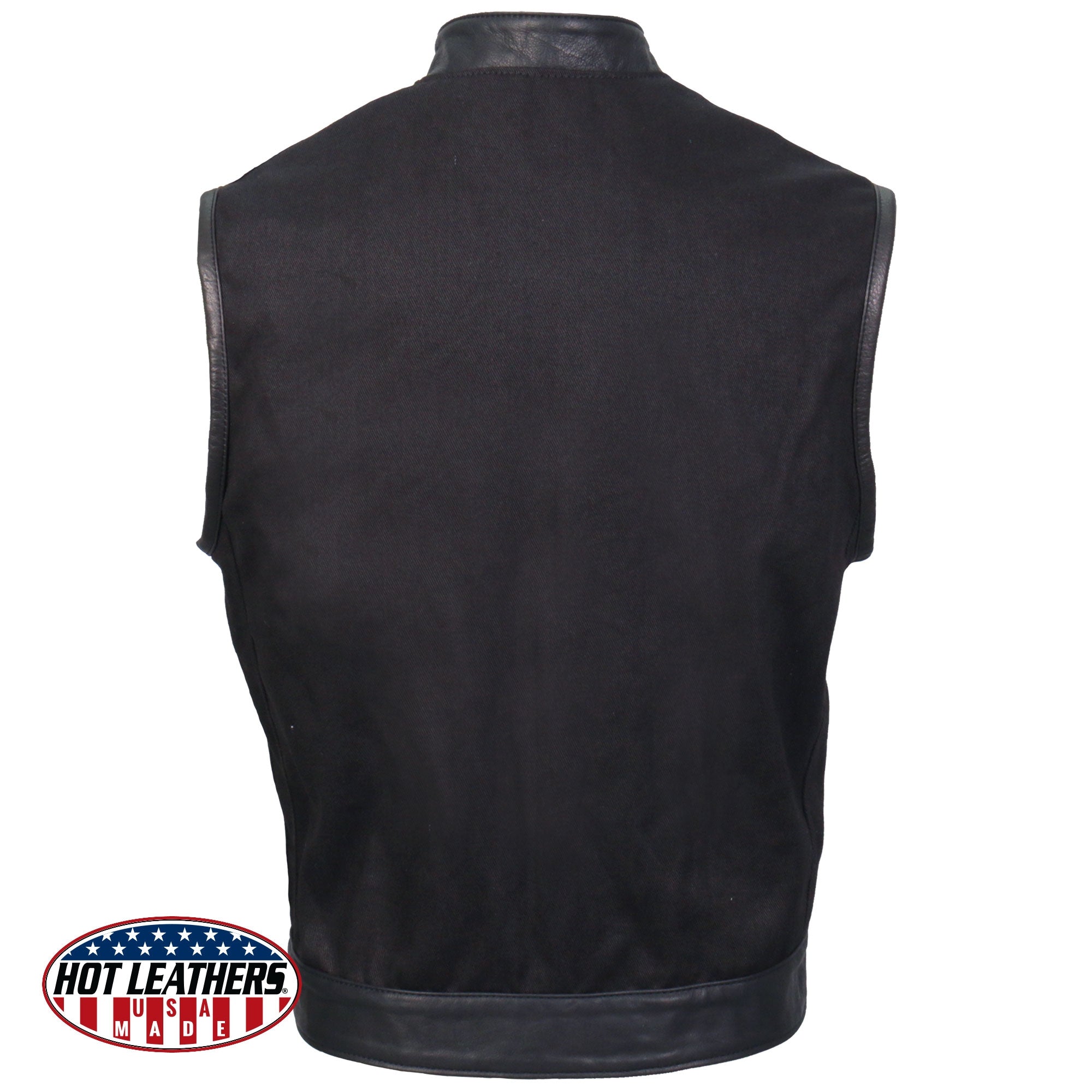Hot Leathers VSM5101 Men's USA Made Denim and Leather Vest