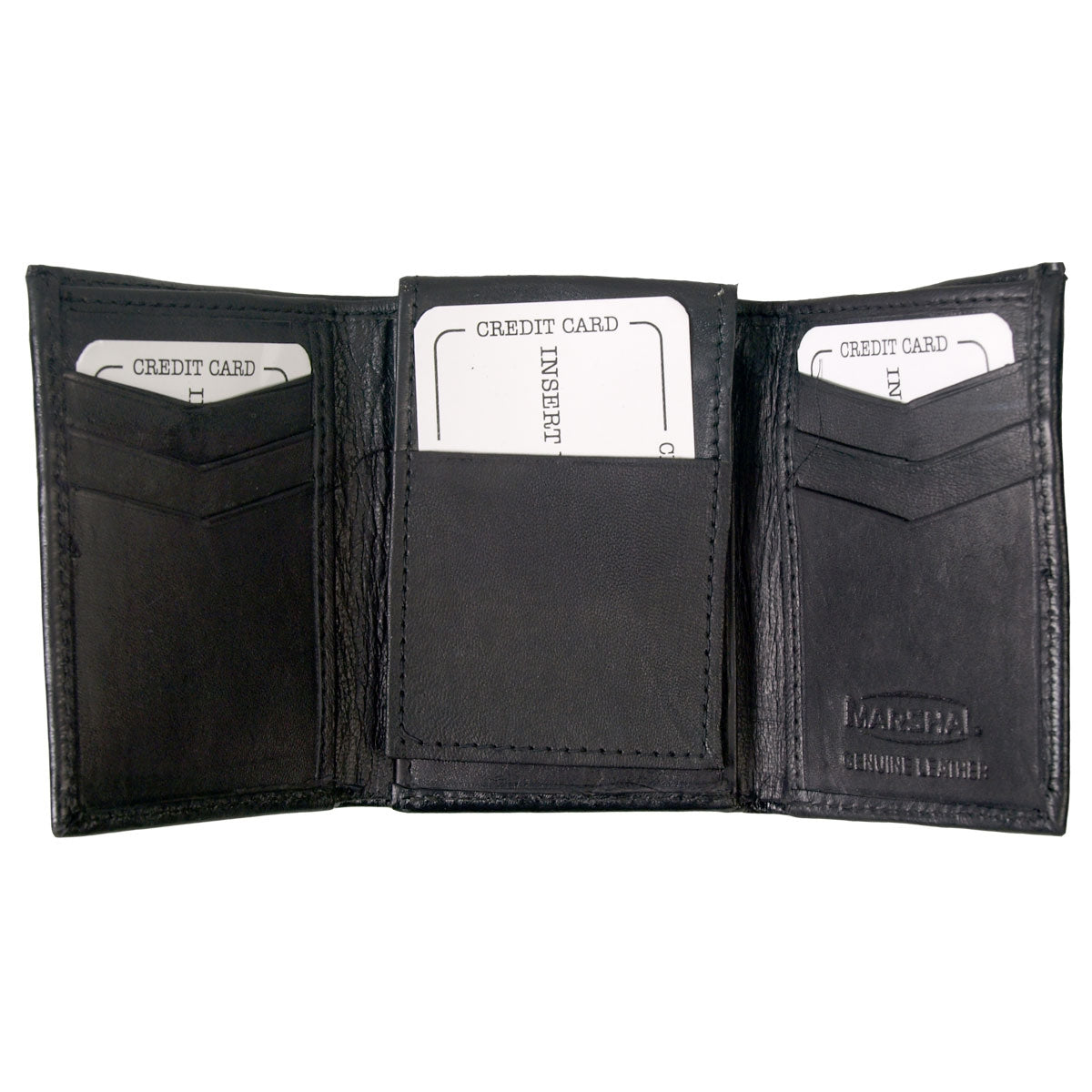 Hot Leathers WLD1011 Black Leather Tri-Fold Wallet
