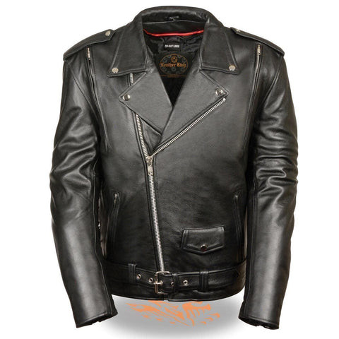 Milwaukee Leather LKM1775 Men's Black Leather Vented Jacket with Side Laces and Gun Pockets - Milwaukee Leather Mens Leather Jackets