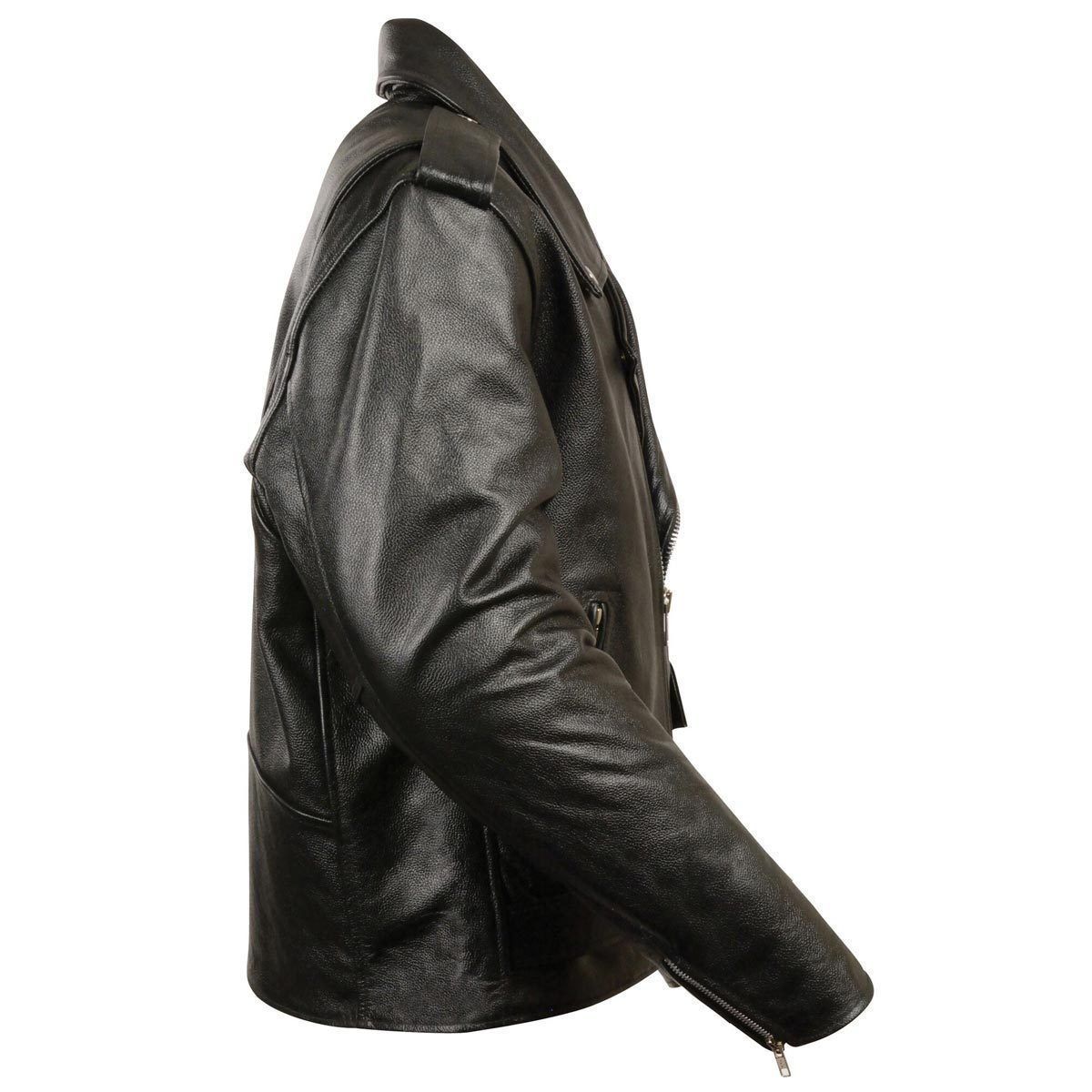 Milwaukee Leather LKM1781 Men's Classic Police Style Black Leather Motorcycle Jacket - Milwaukee Leather Mens Leather Jackets