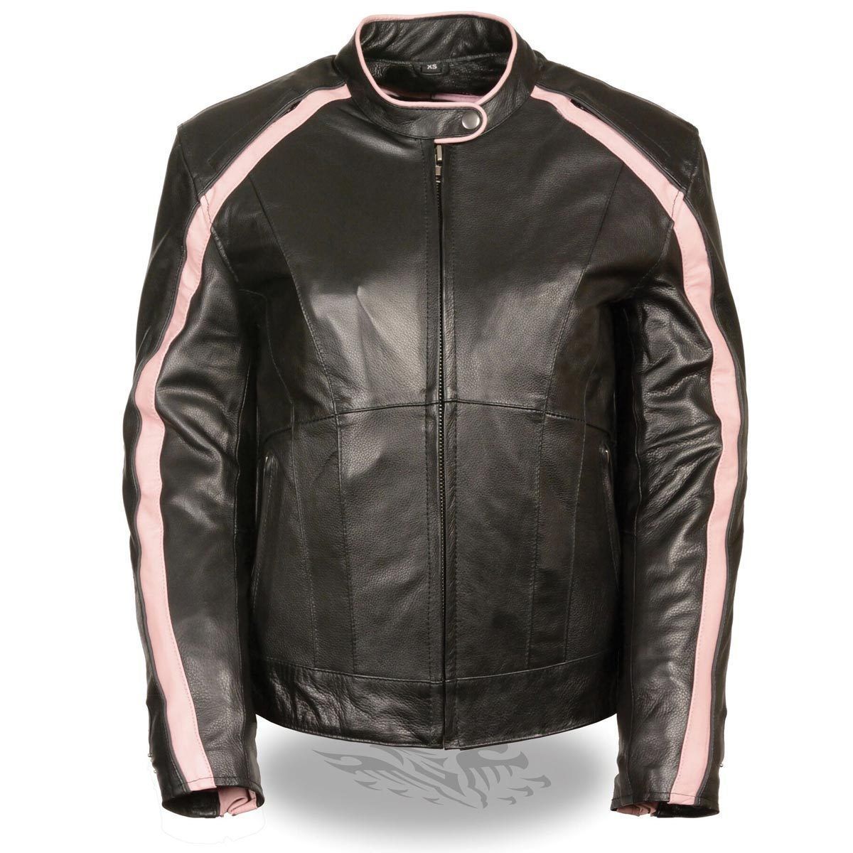 Milwaukee Leather ML1952 Women's Black and Pink Embroidered and Stud Design Jacket with Gun Pockets - Milwaukee Leather Womens Leather Jackets