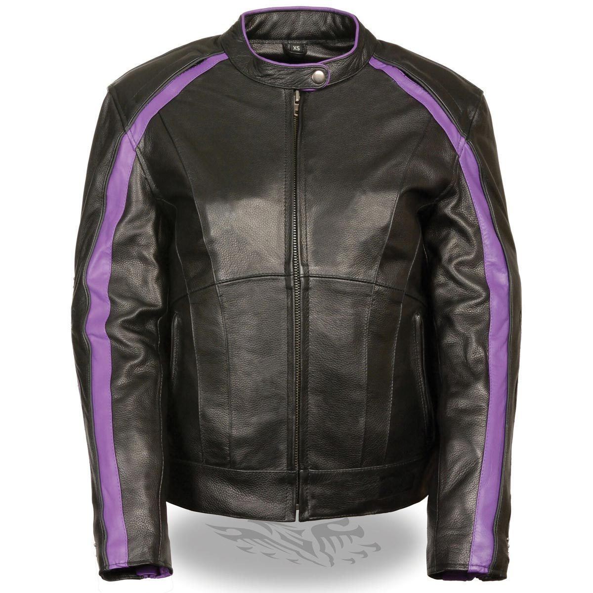 Milwaukee Leather ML1952 Women's Black and Purple Embroidered and Stud Design Jacket with Gun Pockets - Milwaukee Leather Womens Leather Jackets