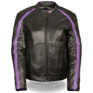 Milwaukee Leather ML1952 Women's Black and Purple Embroidered and Stud Design Jacket with Gun Pockets - Milwaukee Leather Womens Leather Jackets