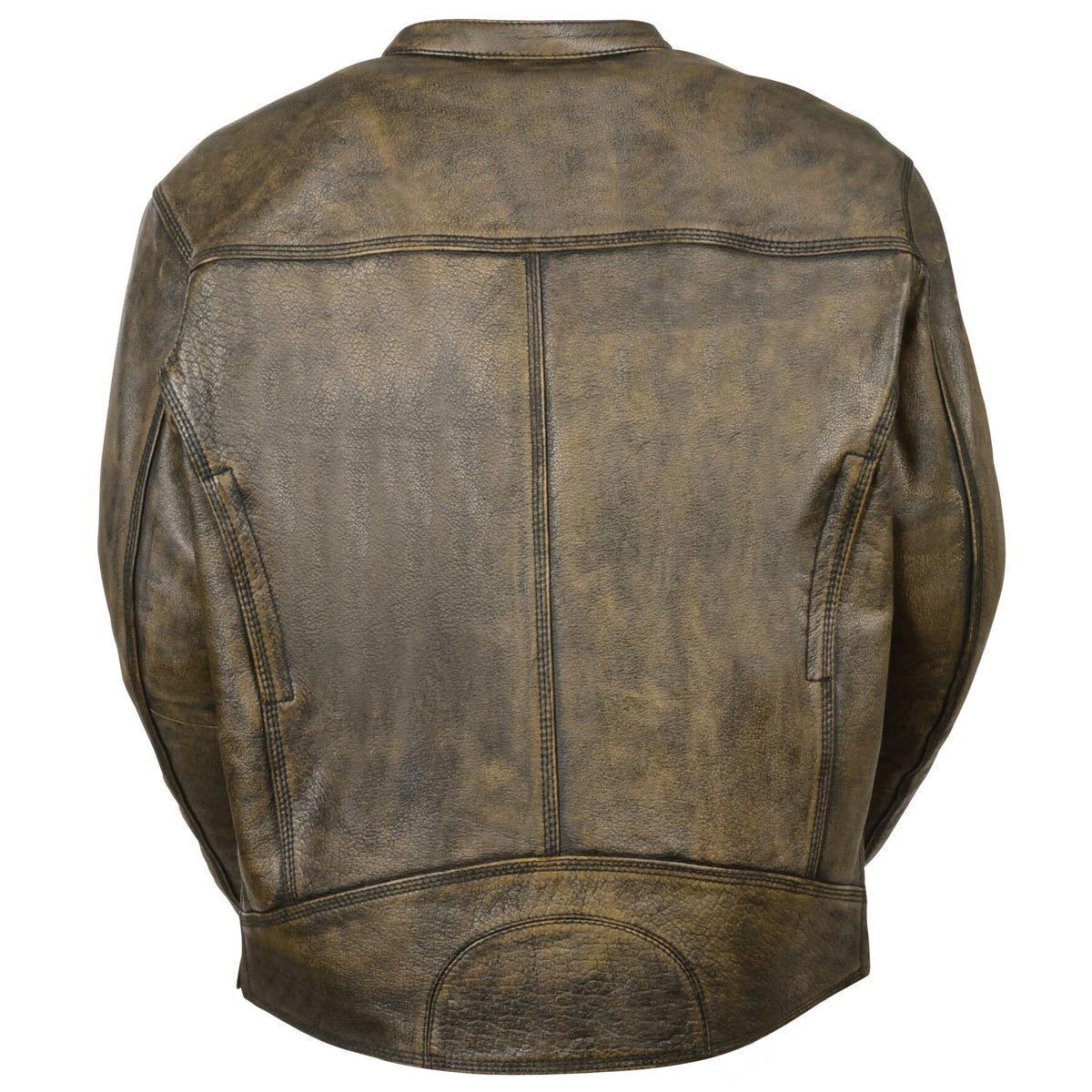 Milwaukee Leather MLM1550 Men's Vented Black-Beige Distressed Leather Scooter Jacket