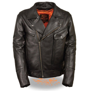 Milwaukee Leather MLM1570 Men's Black Leather Motorcycle Jacket with Side Set Buckles and Gun Pocket - Milwaukee Leather Mens Leather Jackets