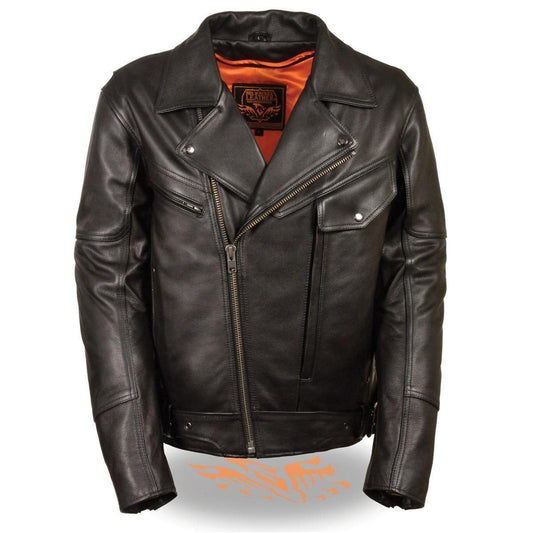 Milwaukee Leather MLM1570 Men's Black Leather Motorcycle Jacket with Side Set Buckles and Gun Pocket - Milwaukee Leather Mens Leather Jackets