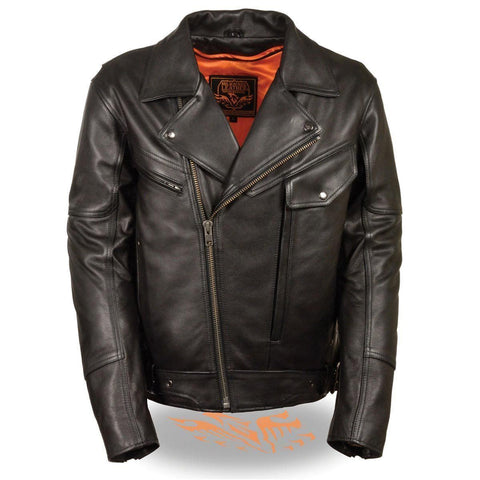 Milwaukee Leather MLM1570 Men's Black Leather Motorcycle Jacket with Side Set Buckles and Gun Pocket - Milwaukee Leather Mens Leather Jackets