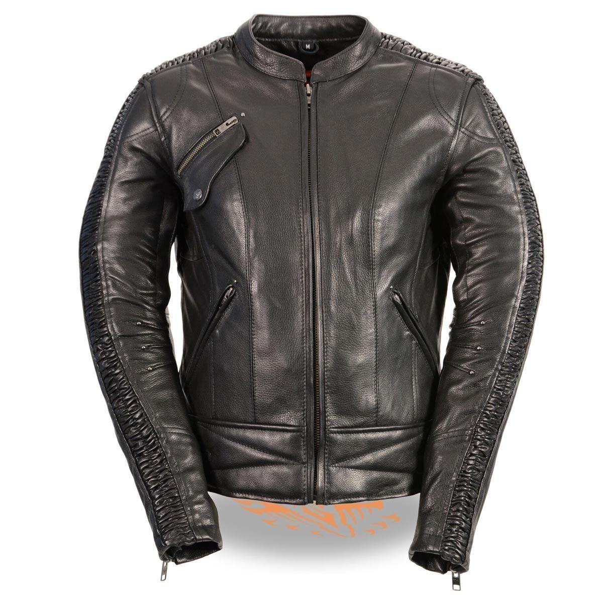 Milwaukee Leather MLL2570  Women's Phoenix Embroidered Black Leather Jacket with Gun Pockets - Milwaukee Leather Womens Leather Jackets