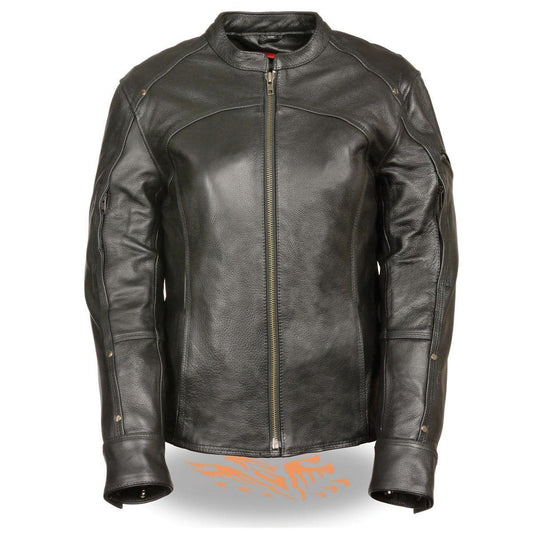 Milwaukee Leather SH1924 Women's Black 3/4 Length Vented Leather Jacket with Gun Pockets - Milwaukee Leather Womens Leather Jackets