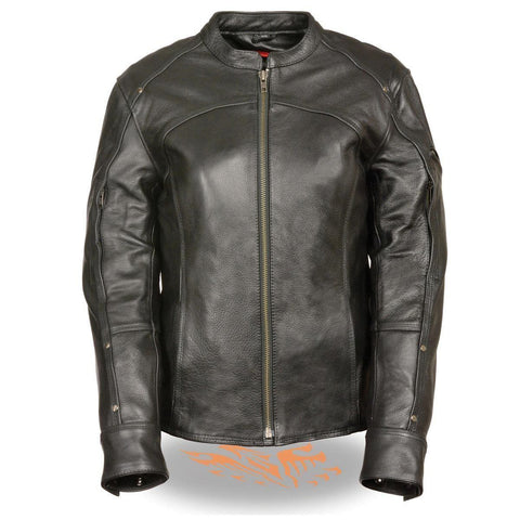 Milwaukee Leather SH1924 Women's Black 3/4 Length Vented Leather Jacket with Gun Pockets - Milwaukee Leather Womens Leather Jackets