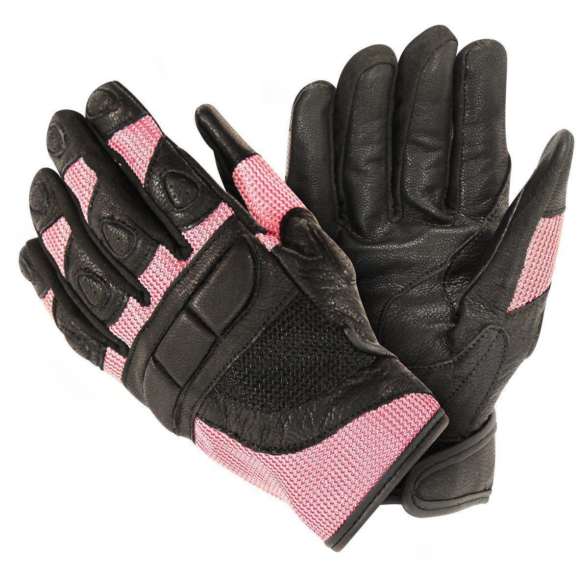 Xelement XG80206 Women's Black and Pink Mesh Cool Rider Motorcycle Gloves