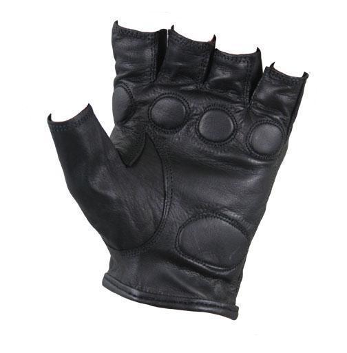 Xelement XG1475 Men's Black Knuckle Protected Leather Fingerless Riding Gloves