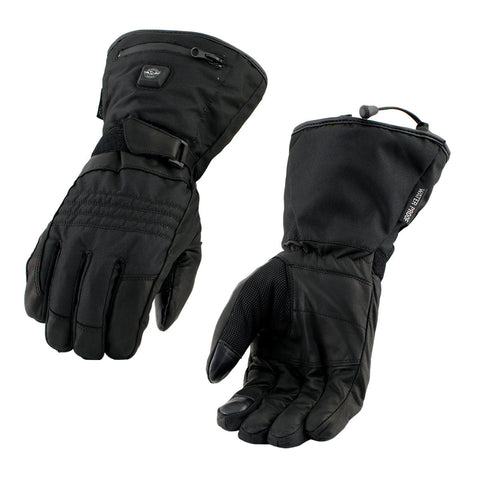Nexgen Heat NXG17501SET Men’s Heated Gloves for Winter Black Leather and Textile Motorcycle Glove w/Battery and Harness Wire