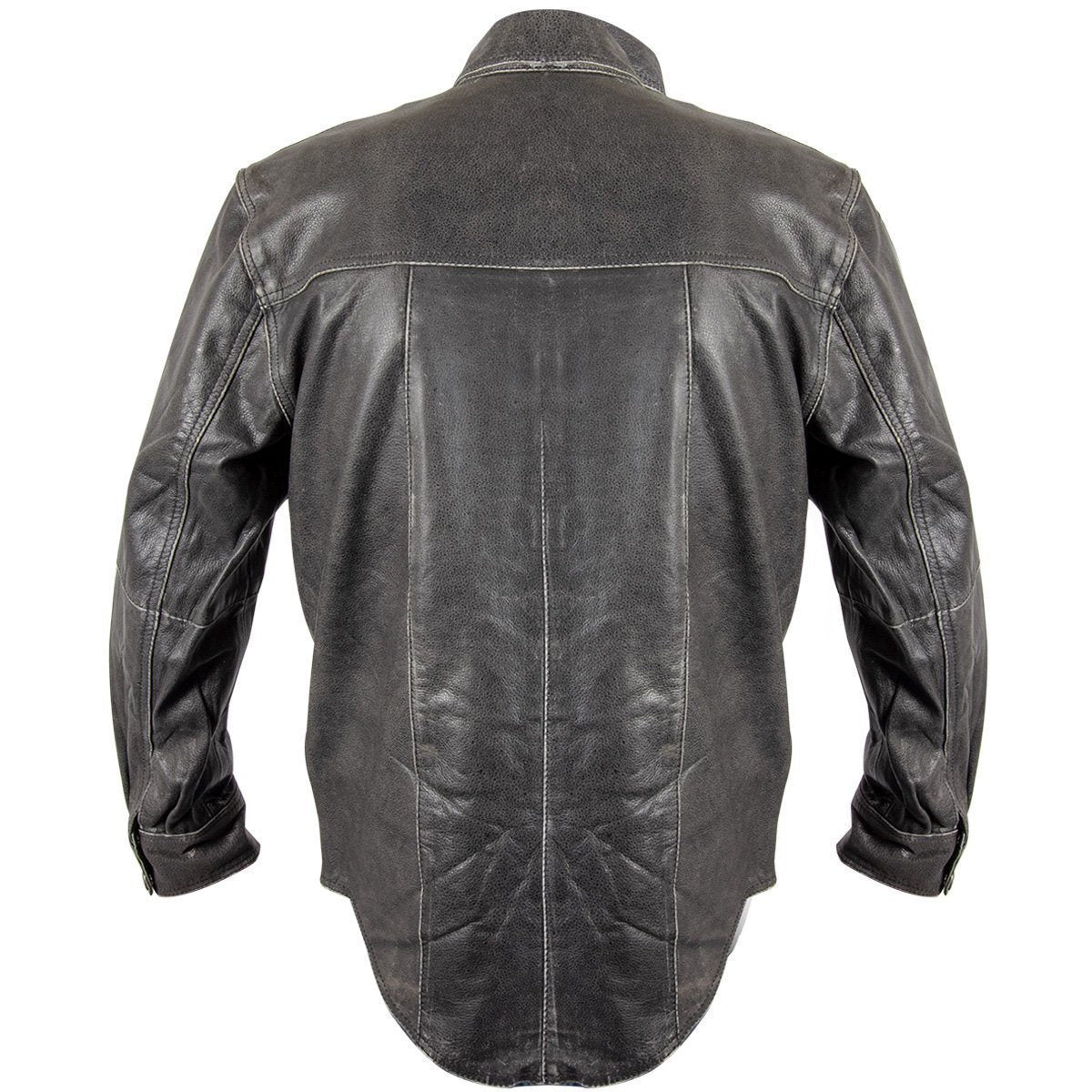 Xelement XS-921G Men's 'Nickel' Distress Gray Leather Shirt with Vintage Buffalo Buttons