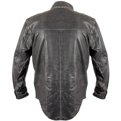Xelement XS-921G Men's 'Nickel' Distress Gray Leather Shirt with Vintage Buffalo Buttons