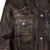 Xelement XS942 Men's 'Nickel' Distressed Brown Casual Biker Rider Leather Shirt with Vintage Buffalo Buttons