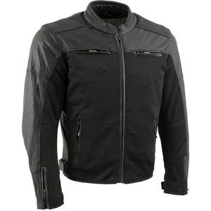 Xelement XS11001 Men's ‘Chaos’ Black Perforated Leather and Mesh Armored Scooter Jacket