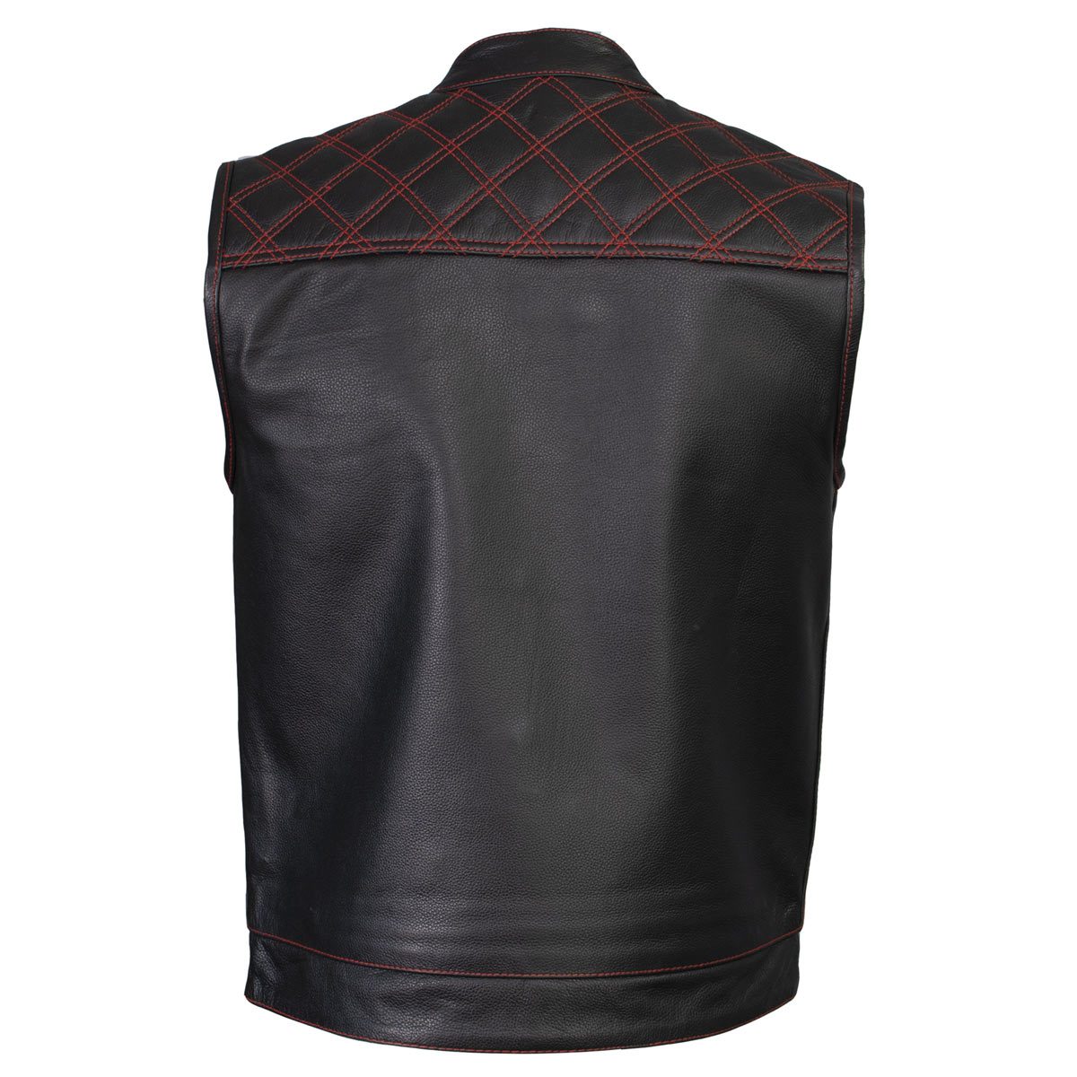 Xelement ‘Gold Series’ XS13002 Men's 'Stars and Stripes’ Black Leather Motorcycle Vest with USA Flag Liner