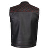 Xelement ‘Gold Series’ XS13002 Men's 'Stars and Stripes’ Black Leather Motorcycle Vest with USA Flag Liner