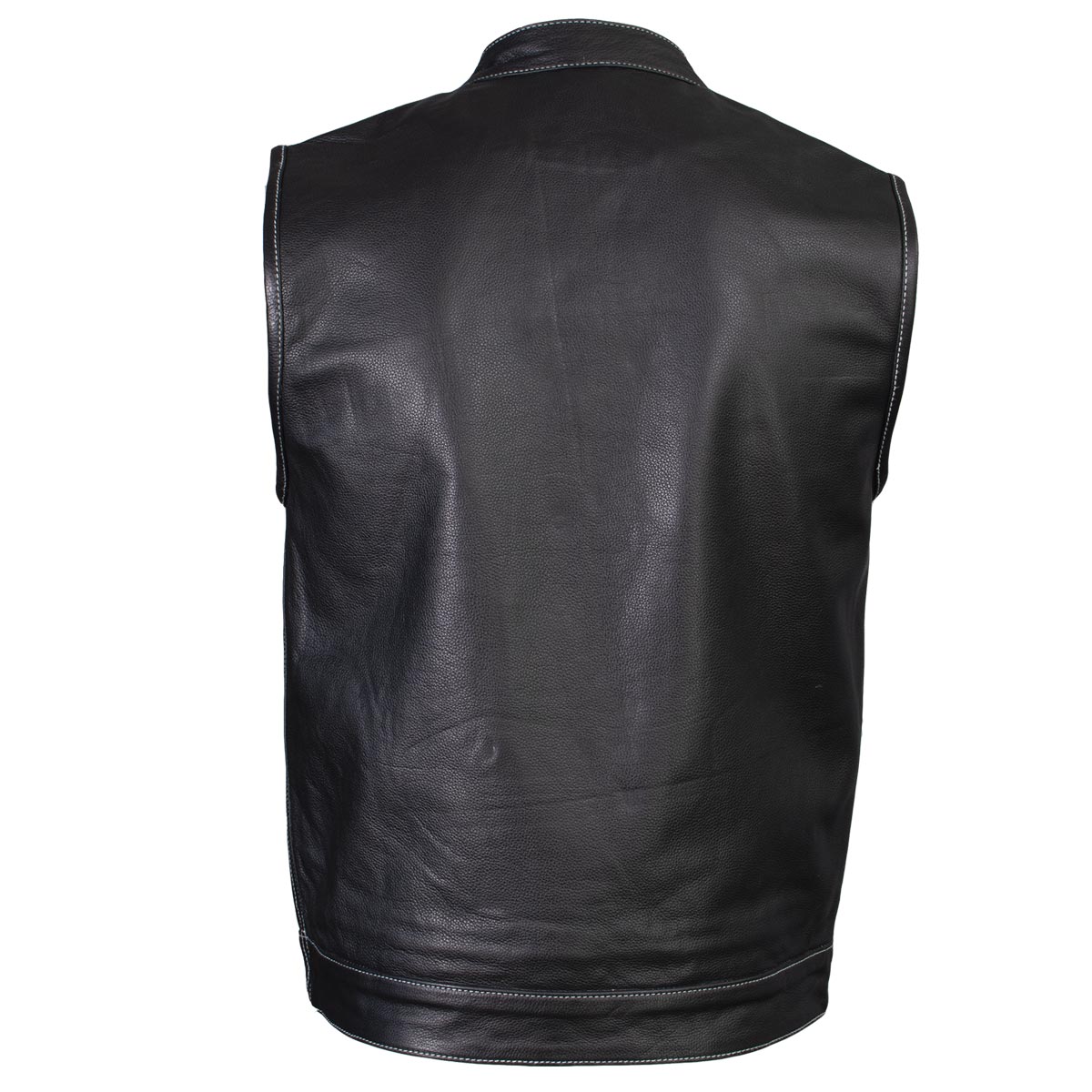 Xelement ‘Gold Series’ XS13004 Men's 'Dagger’ Black Leather MC Vest with Flannel Liner