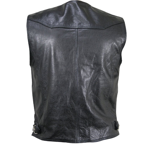 Xelement XS1927 Men's 'Road King' Black Motorcycle Leather Biker Vest