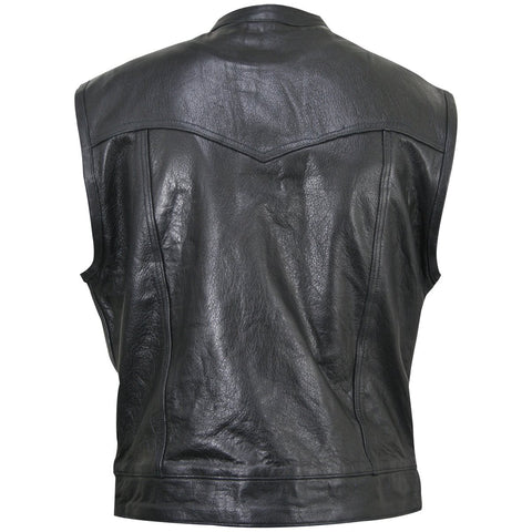 Xelement XS1937 Men's 'Quick Draw' Black Leather Motorcycle Biker Rider Vest