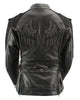 Xelement XS22001 Women's 'Scuba' Black Leather Motorcycle Biker Jacket with Reflective Wings and Studs