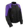 Xelement 'Gold Series' XS22008 Women's 'Be Cool' Black and Purple Armored Textile with Soft-Shell Motorcycle Jacket
