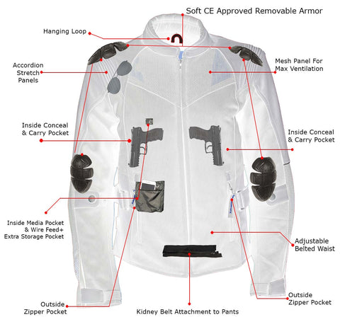 Xelement 'Gold Series' XS22007 Women's 'Be Cool' Black and Grey Armored Textile with Soft-Shell Motorcycle Jacket