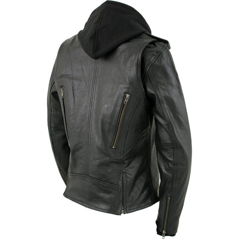 Xelement XS2516 Ladies ‘Madame’ Black Hooded Vented MC Leather Jacket