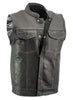 Xelement XS3450 Men's Black 'Paisley' Leather Motorcycle Biker Rider Vest with White Stitching