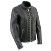 Xelement XS631 'Raven' Ladies Black Premium Cowhide Leather Jacket with Zip-Out Liner