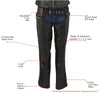 Xelement XS7590 Women's 'Riveted' Classic Black Leather Motorcycle Biker Rider Chaps