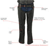 Xelement XS7590 Women's 'Riveted' Classic Black Leather Motorcycle Biker Rider Chaps