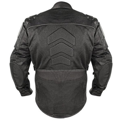 Xelement XS8160 Men's 'Shadow' All Season Black Tri-Tex and Mesh Motorcycle Rider Jacket with X-Armor Protection