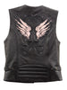 Milwaukee Leather XS1293 Ladies ‘Winged’ Black and Pink Studded Leather Vest